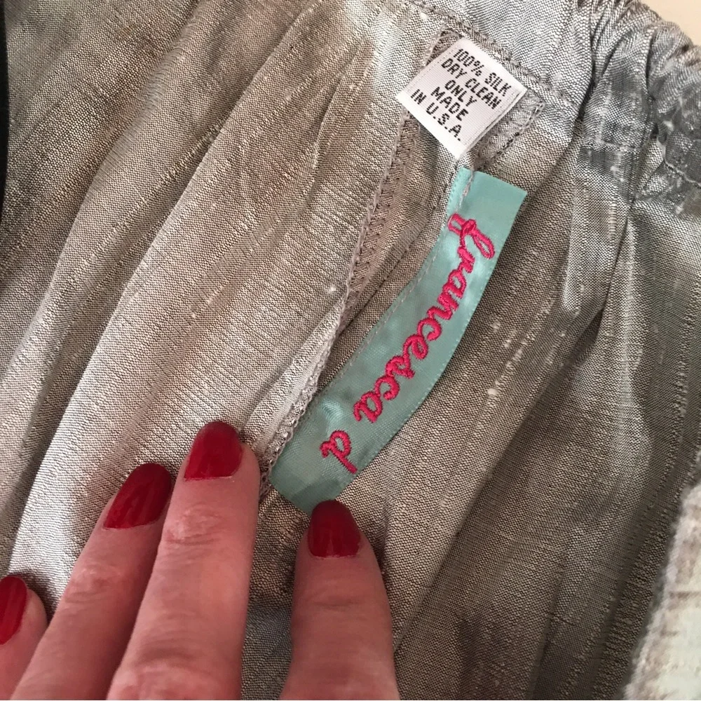 Vintage 1990 Y2K Unique Art deco Raw Silk Beaded Fringe Midi Formal Skirt - Picture 11 of 17